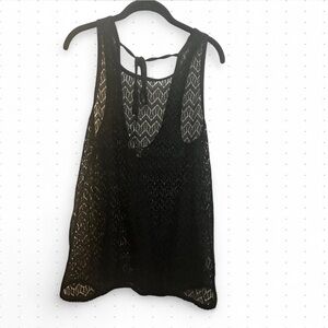 Crochet Black Swim Cover-Up Mini Dress